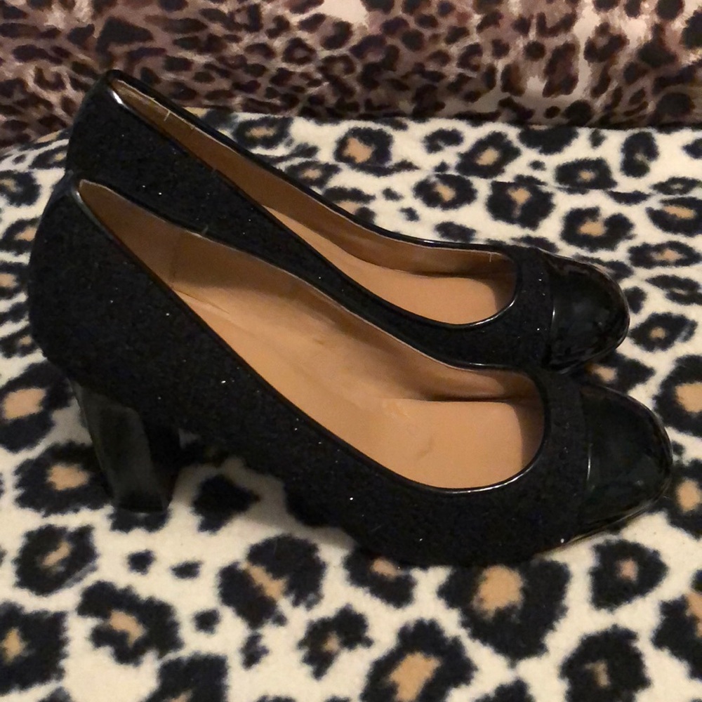 Talbots Black Sparkle Fabric Pumps